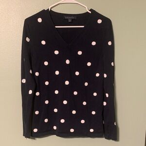 Tommy Hilfiger navy and White Polka Dot V-Neck Sweater